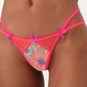 new FOR LOVE AND LEMONS zinnia metallic thong panty xs